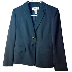 Judith Hart navy polkadot size 4 petit career Blazer normcore academia